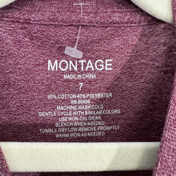 Montage Boy’s Size 7 Red Burgundy Button Casual Long Sleeve Henley Shirt New - Picture 2 of 4